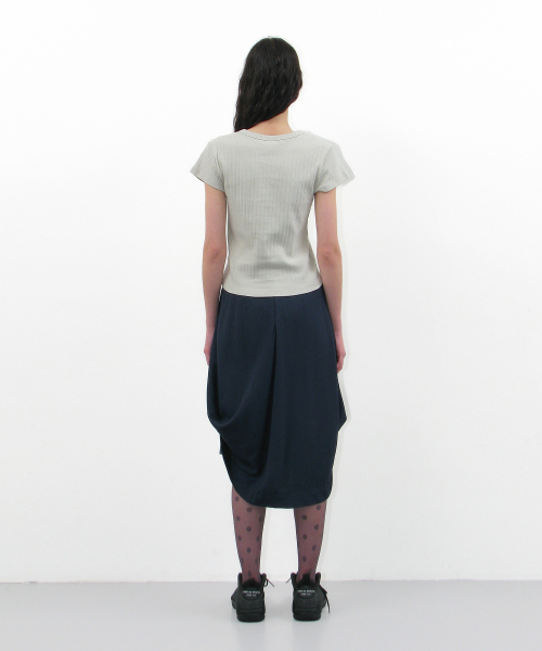 PARTIMENTO WOMEN(パルティメントウィメン)の「レースパンチング90sショートスリーブTシャツ_ミントグレー(Tシャツ/カットソー・レディース・その他・ONE SIZE)」の3枚目の写真
