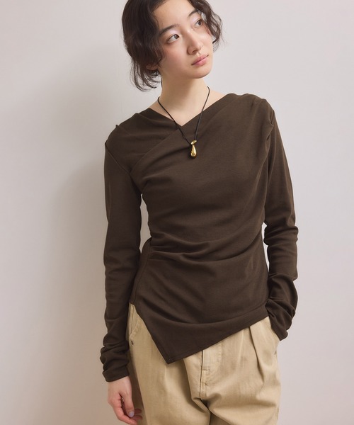 WEB限定】アシンメトリードレープトップス（Tシャツ/カットソー