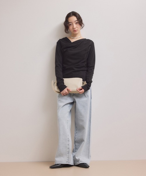 WEB限定】アシンメトリードレープトップス（Tシャツ/カットソー