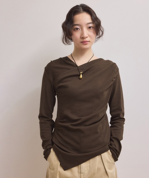 WEB限定】アシンメトリードレープトップス（Tシャツ/カットソー