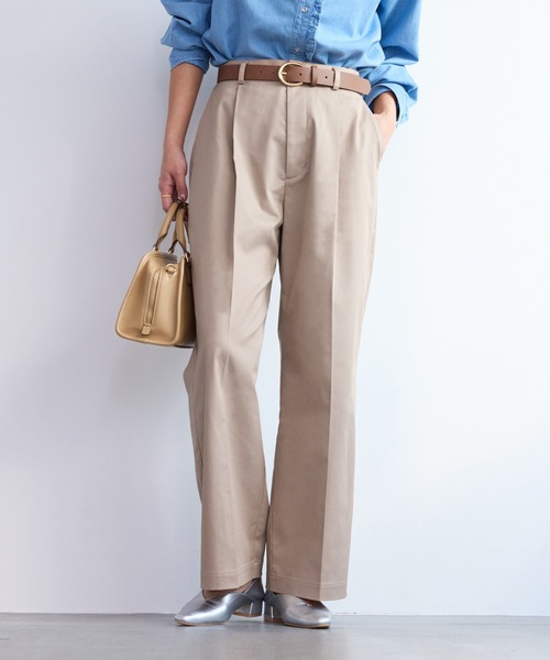 ROPE' PICNIC（ロペピクニック）の「ウエストタックチノパンツ（チノパンツ・レディース・ベージュ/ネイビー・M/S/L）」の2枚目の写真