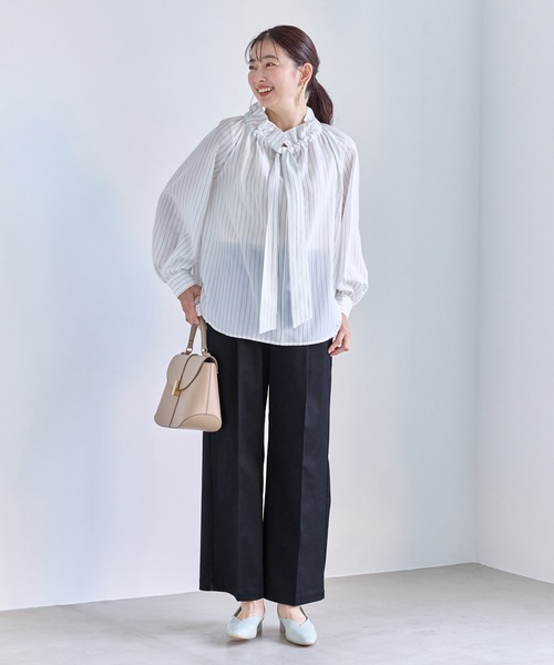 ROPE' PICNIC（ロペピクニック）の「ウエストタックチノパンツ（チノパンツ・レディース・ベージュ/ネイビー・M/S/L）」の8枚目の写真