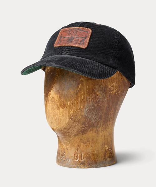 RRL(ダブル アール エル)の「レザーパッチ コーデュロイ トラッカー キャップ(キャップ・メンズ・ブラック系1・ONE)」の1枚目の写真
