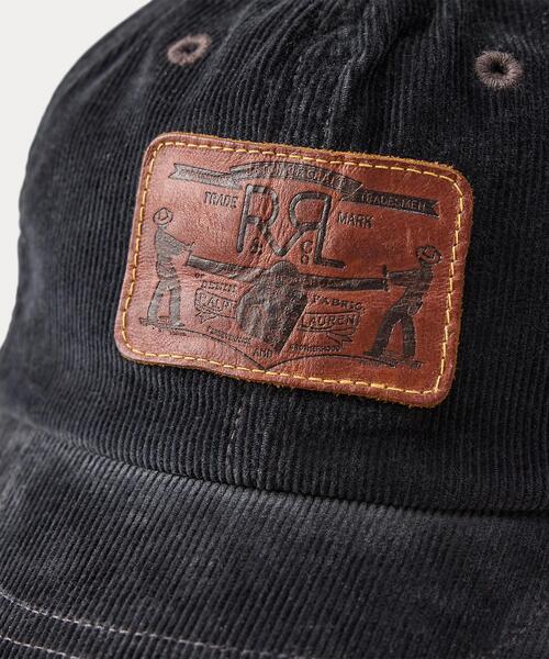 RRL(ダブル アール エル)の「レザーパッチ コーデュロイ トラッカー キャップ(キャップ・メンズ・ブラック系1・ONE)」の4枚目の写真
