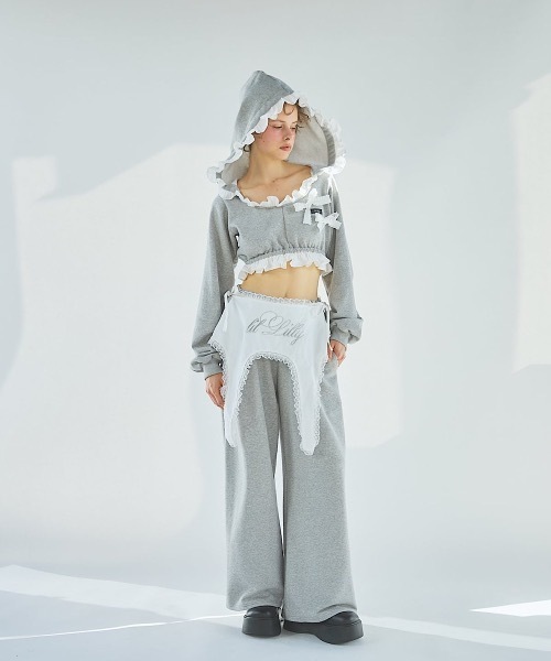 lilLilly（リルリリー）の「フリルスウェットパーカー（パーカー・レディース・ホワイト/ブラック/グレー・FREE）」の7枚目の写真