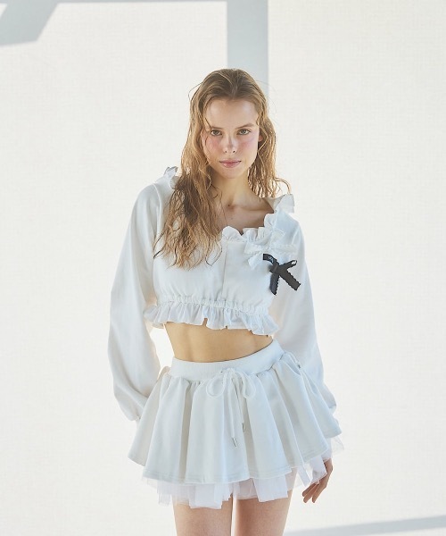 lilLilly（リルリリー）の「フリルスウェットパーカー（パーカー・レディース・ホワイト/ブラック/グレー・FREE）」の17枚目の写真