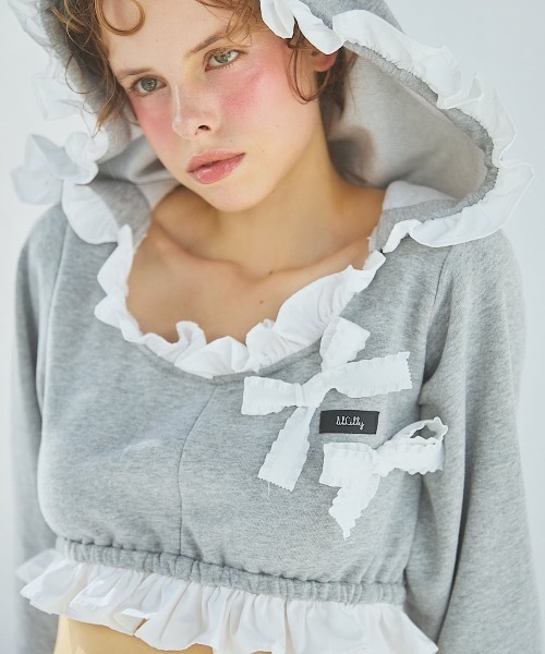 lilLilly（リルリリー）の「フリルスウェットパーカー（パーカー・レディース・ホワイト/ブラック/グレー・FREE）」の19枚目の写真