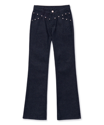 Midnight Move | rivet boots cut pants [blue](デニムパンツ)