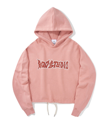 AQO STUDIO SPACE（アコスタジオスペース）の「アコロゴクロップフードパーカー ピンク（パーカー）」