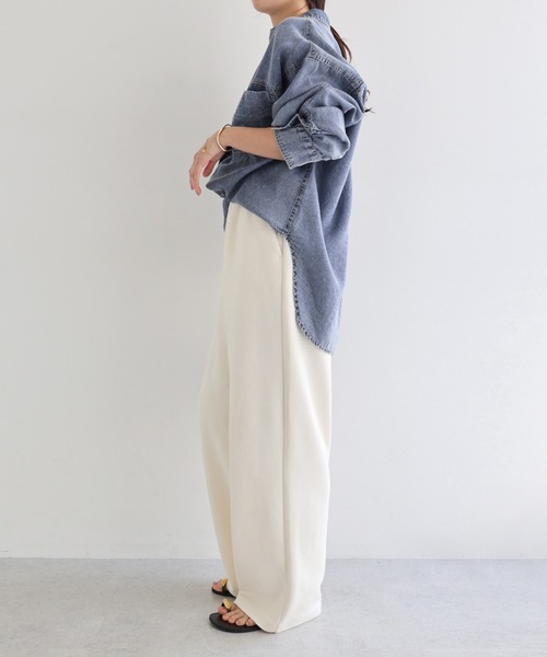 andme（アンドミー）の「テンセルデニムシャツ（シャツ/ブラウス・レディース・インディゴブルー/ケミカルウォッシュ・L/M）」の6枚目の写真