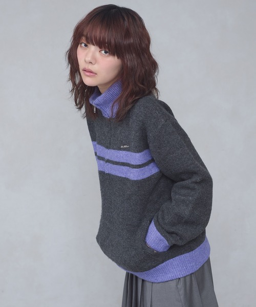 FCMM(エフシーエムエム)の「【日本限定】HALF ZIP KNIT / ハーフジップニット(ニット/セーター・レディース・ネイビー/チャコールグレー・MEDIUM/SMALL)」の1枚目の写真