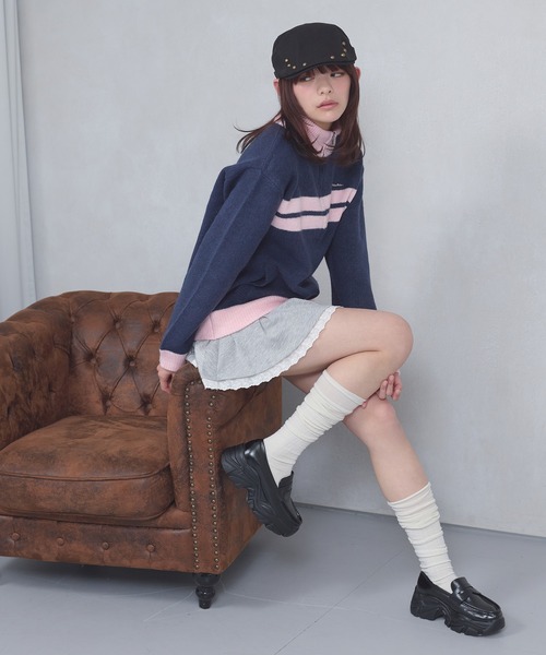 FCMM(エフシーエムエム)の「【日本限定】HALF ZIP KNIT / ハーフジップニット(ニット/セーター・レディース・ネイビー/チャコールグレー・MEDIUM/SMALL)」の4枚目の写真