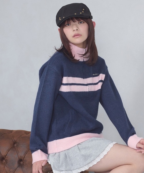 FCMM(エフシーエムエム)の「【日本限定】HALF ZIP KNIT / ハーフジップニット(ニット/セーター・レディース・ネイビー/チャコールグレー・MEDIUM/SMALL)」の5枚目の写真