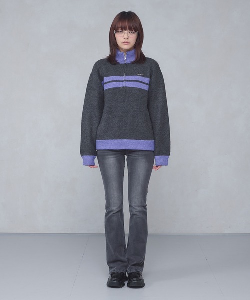 FCMM(エフシーエムエム)の「【日本限定】HALF ZIP KNIT / ハーフジップニット(ニット/セーター・レディース・ネイビー/チャコールグレー・MEDIUM/SMALL)」の6枚目の写真