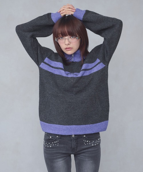 FCMM(エフシーエムエム)の「【日本限定】HALF ZIP KNIT / ハーフジップニット(ニット/セーター・レディース・ネイビー/チャコールグレー・MEDIUM/SMALL)」の18枚目の写真