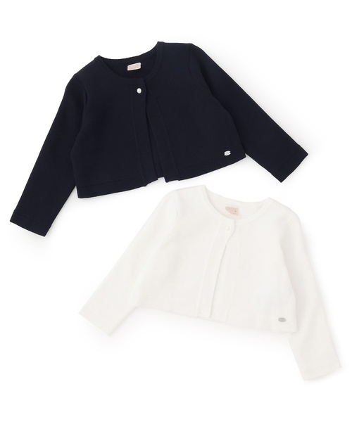 petit main（プティマイン）の「ニットボレロカーディガン（カーディガン/ボレロ・キッズ・ネイビー/オフホワイト・M/S/L）」の5枚目の写真