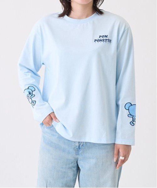 ナルミヤキャラクターズ(ナルミヤキャラクターズ)の「ミントくん 袖アップリケTシャツ(Tシャツ/カットソー・レディース・ライトブルー・F)」の1枚目の写真