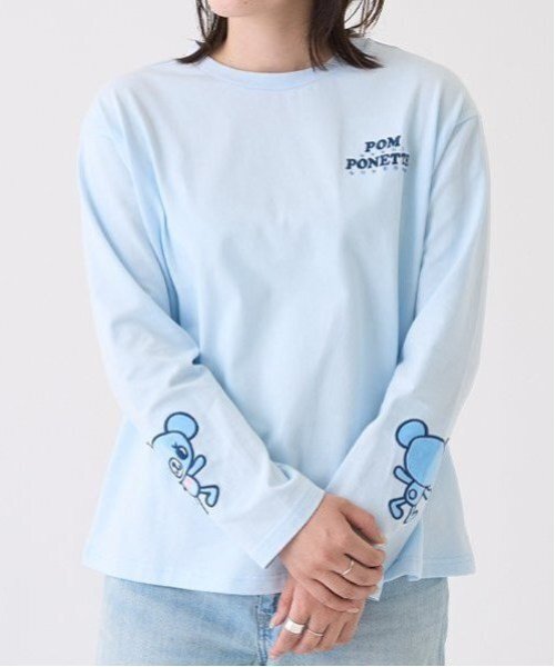 ナルミヤキャラクターズ(ナルミヤキャラクターズ)の「ミントくん 袖アップリケTシャツ(Tシャツ/カットソー・レディース・ライトブルー・F)」の14枚目の写真