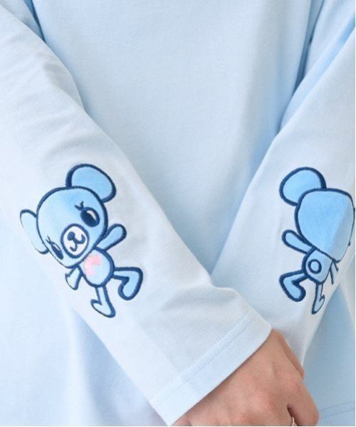 ナルミヤキャラクターズ(ナルミヤキャラクターズ)の「ミントくん 袖アップリケTシャツ(Tシャツ/カットソー・レディース・ライトブルー・F)」の16枚目の写真