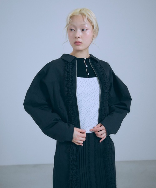 EN NEUME(エンノイム)の「【Set Up】Lace Composition Blouson(ブルゾン・レディース・アイボリー/ブラック/カーキ・FREE)」の2枚目の写真