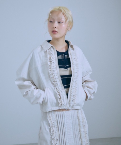EN NEUME(エンノイム)の「【Set Up】Lace Composition Blouson(ブルゾン・レディース・アイボリー/ブラック/カーキ・FREE)」の5枚目の写真
