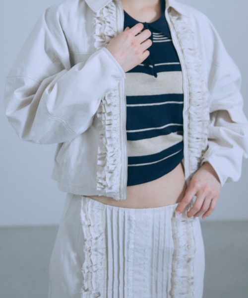 EN NEUME(エンノイム)の「【Set Up】Lace Composition Blouson(ブルゾン・レディース・アイボリー/ブラック/カーキ・FREE)」の7枚目の写真