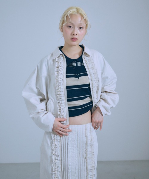 EN NEUME(エンノイム)の「【Set Up】Lace Composition Blouson(ブルゾン・レディース・アイボリー/ブラック/カーキ・FREE)」の4枚目の写真
