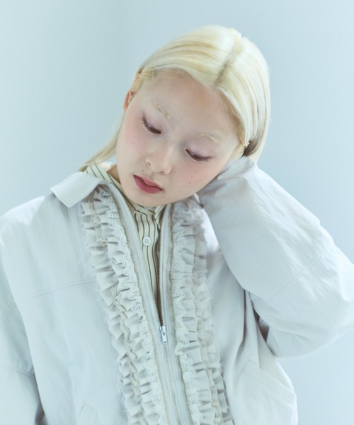 EN NEUME(エンノイム)の「【Set Up】Lace Composition Blouson(ブルゾン・レディース・アイボリー/ブラック/カーキ・FREE)」の9枚目の写真