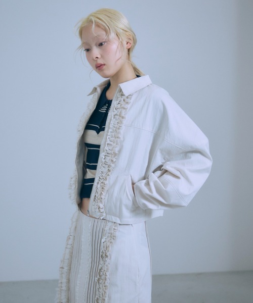 EN NEUME(エンノイム)の「【Set Up】Lace Composition Blouson(ブルゾン・レディース・アイボリー/ブラック/カーキ・FREE)」の6枚目の写真