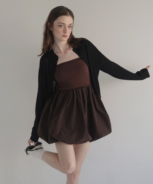 Mili affinity(ミリアフィニティー)の「カップ付き2WAYバルーンキャミソールチュニック(チュニック・レディース・チャコール/ホワイト系/ブラック/オフホワイト/ブラウン/ネイビー・FREE)」の5枚目の写真
