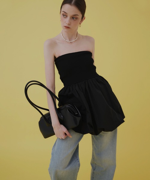 Mili affinity(ミリアフィニティー)の「カップ付き2WAYバルーンキャミソールチュニック(チュニック・レディース・チャコール/ホワイト系/ブラック/オフホワイト/ブラウン/ネイビー・FREE)」の16枚目の写真