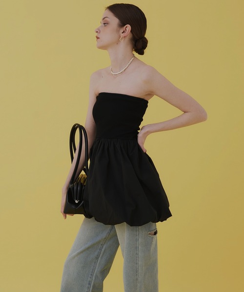 Mili affinity(ミリアフィニティー)の「カップ付き2WAYバルーンキャミソールチュニック(チュニック・レディース・チャコール/ホワイト系/ブラック/オフホワイト/ブラウン/ネイビー・FREE)」の17枚目の写真