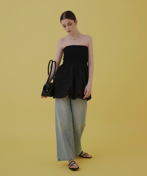 Mili affinity(ミリアフィニティー)の「カップ付き2WAYバルーンキャミソールチュニック(チュニック・レディース・チャコール/ホワイト系/ブラック/オフホワイト/ブラウン/ネイビー・FREE)」の18枚目の写真