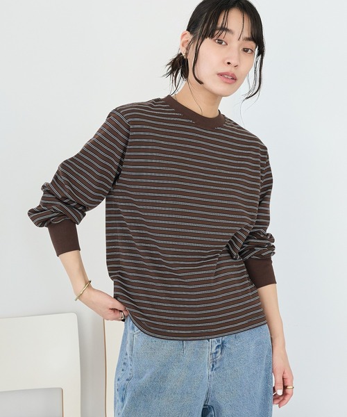 CRAFT STANDARD BOUTIQUE(クラフトスタンダードブティック)の「選べるシルエット/クルーネックロンTee ◆(Tシャツ/カットソー・レディース・マルチ/アイボリー/オフホワイト/ブラウン・M/L)」の4枚目の写真