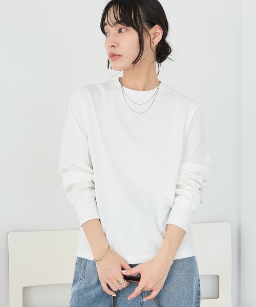 CRAFT STANDARD BOUTIQUE(クラフトスタンダードブティック)の「選べるシルエット/クルーネックロンTee ◆(Tシャツ/カットソー・レディース・マルチ/アイボリー/オフホワイト/ブラウン・M/L)」の2枚目の写真