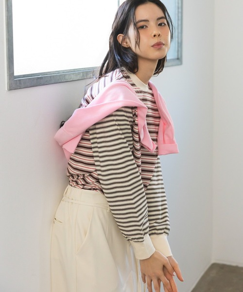 CRAFT STANDARD BOUTIQUE(クラフトスタンダードブティック)の「選べるシルエット/クルーネックロンTee ◆(Tシャツ/カットソー・レディース・マルチ/アイボリー/オフホワイト/ブラウン・M/L)」の8枚目の写真