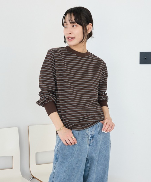 CRAFT STANDARD BOUTIQUE(クラフトスタンダードブティック)の「選べるシルエット/クルーネックロンTee ◆(Tシャツ/カットソー・レディース・マルチ/アイボリー/オフホワイト/ブラウン・M/L)」の20枚目の写真