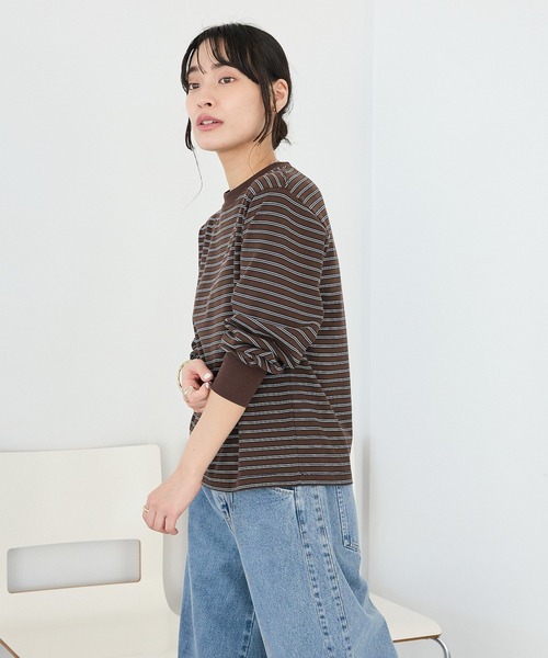 CRAFT STANDARD BOUTIQUE(クラフトスタンダードブティック)の「選べるシルエット/クルーネックロンTee ◆(Tシャツ/カットソー・レディース・マルチ/アイボリー/オフホワイト/ブラウン・M/L)」の21枚目の写真