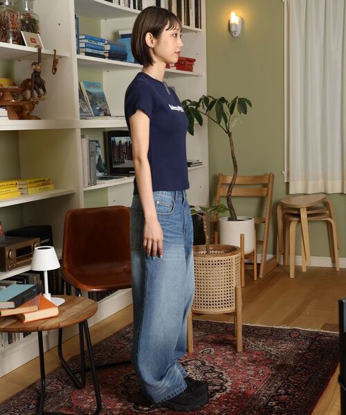 FFEIN（フェイン）の「【FFEIN（フェイン）】テレコリブレディースTシャツ / 半袖 レディース クルーネック プリント ピチT ちびT 短丈（Tシャツ/カットソー・レディース・ホワイト/ネイビー/ブラック・FREE）」の16枚目の写真