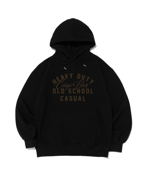 CARGOBROS(カーゴブロス)の「オールドスクールのロゴオーバーフィットフードTシャツ(ブラック)(パーカー・メンズ・その他・SMALL/MEDIUM/LARGE/X-LARGE/S-M/M-L/L-XL/XL-XXL)」の1枚目の写真