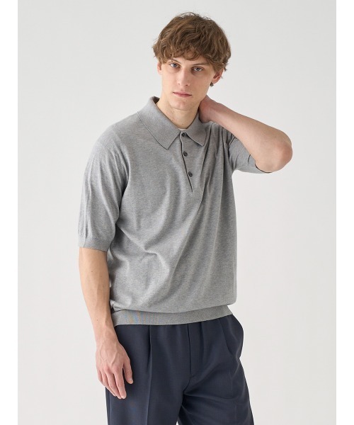 JOHN SMEDLEY（ジョンスメドレー）の「半袖コットンニットクラシックポロシャツ（ポロシャツ・メンズ・グレー・M/S/L/XL）」の3枚目の写真