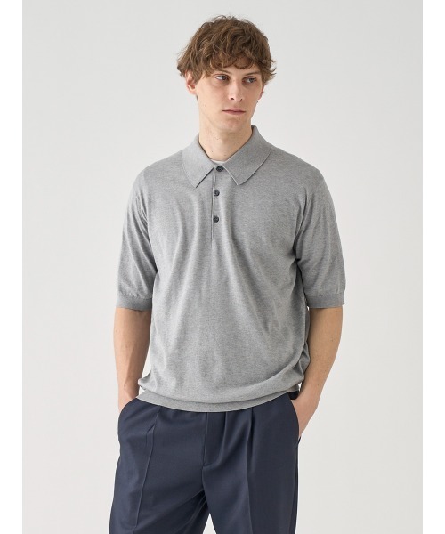 JOHN SMEDLEY（ジョンスメドレー）の「半袖コットンニットクラシックポロシャツ（ポロシャツ・メンズ・グレー・M/S/L/XL）」の4枚目の写真