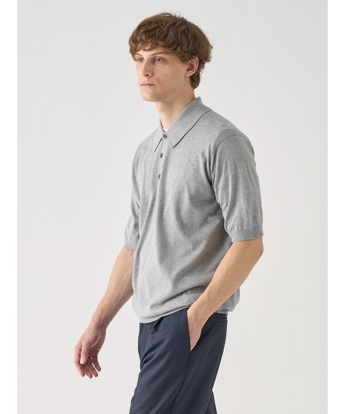 JOHN SMEDLEY（ジョンスメドレー）の「半袖コットンニットクラシックポロシャツ（ポロシャツ・メンズ・グレー・M/S/L/XL）」の5枚目の写真