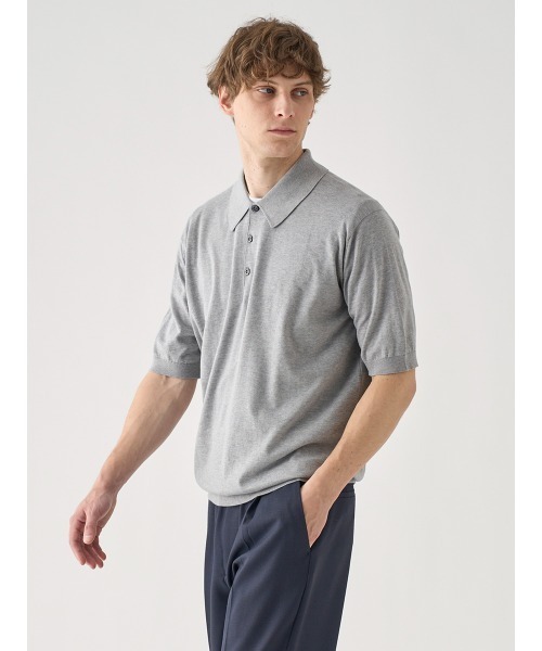 JOHN SMEDLEY（ジョンスメドレー）の「半袖コットンニットクラシックポロシャツ（ポロシャツ・メンズ・グレー・M/S/L/XL）」の6枚目の写真