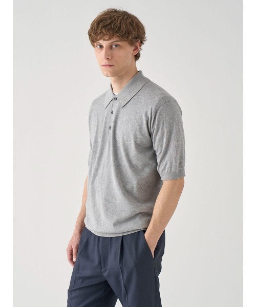 JOHN SMEDLEY（ジョンスメドレー）の「半袖コットンニットクラシックポロシャツ（ポロシャツ・メンズ・グレー・M/S/L/XL）」の7枚目の写真