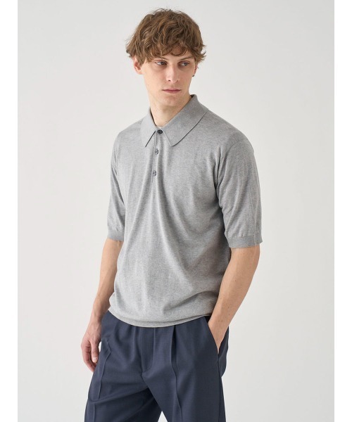 JOHN SMEDLEY（ジョンスメドレー）の「半袖コットンニットクラシックポロシャツ（ポロシャツ・メンズ・グレー・M/S/L/XL）」の8枚目の写真