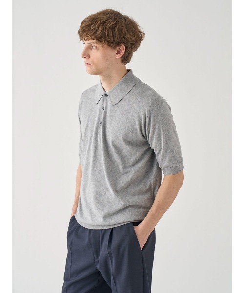 JOHN SMEDLEY（ジョンスメドレー）の「半袖コットンニットクラシックポロシャツ（ポロシャツ・メンズ・グレー・M/S/L/XL）」の9枚目の写真
