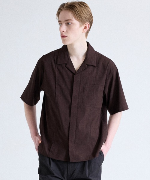 Parts Lab.（パーツラボ）の「【Parts Lab.】Dry Touch Basic Open Collar Shirt / ドライタッチベーシックオープンカラーシャツ（吸水速乾/UVカット/イージーケア）（シャツ/ブラウス・メンズ・ブラウン/オフホワイト/ブラック・S/L/M）」の6枚目の写真