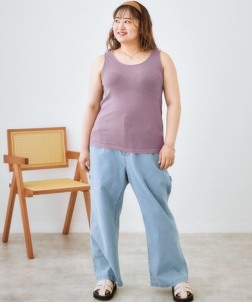 SMILE LAND（スマイルランド）の「＜大きいサイズ＞ ラメテレコタンクトップ（キャミソール・レディース・杢グレー/ラベンダー/ベージュ・L/LL/3L/4L/5L）」の4枚目の写真
