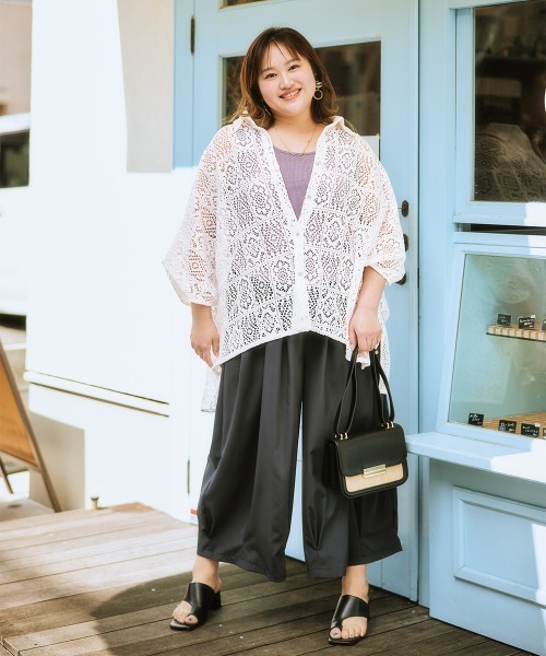 SMILE LAND（スマイルランド）の「＜大きいサイズ＞ ラメテレコタンクトップ（キャミソール・レディース・杢グレー/ラベンダー/ベージュ・L/LL/3L/4L/5L）」の6枚目の写真